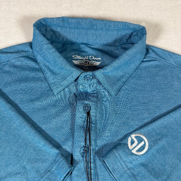 Straight Down Polo Shirt Men Size S Blue Short Sleeve Embroidered Logo Cruz NWT - Picture 2 of 11